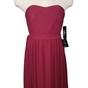 LULUS Be In Love NWT Strapless Pleated Chiffon Maxi Dress size S Bridesmaid